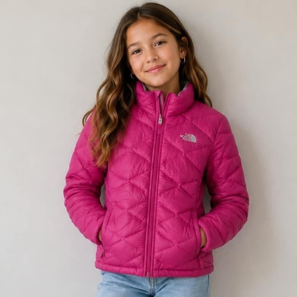 The North Face Girls M 10/12 Pink Puffer Jacket Lightweight Insulated Coat